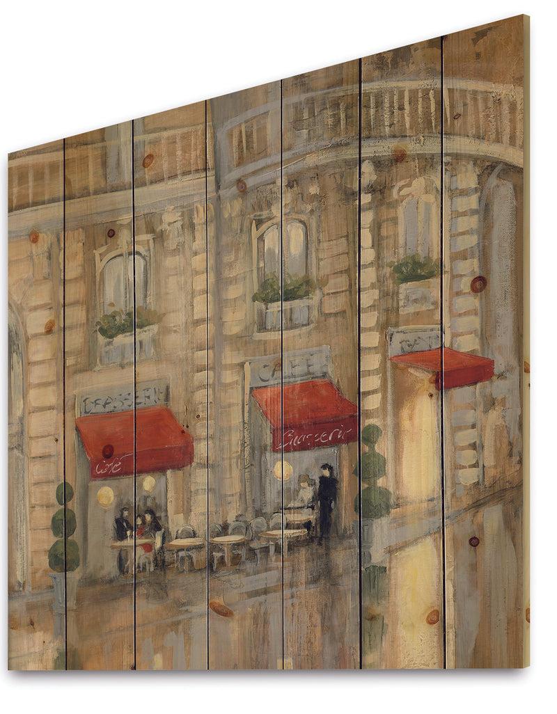 DesignQ Love In Paris II - Romantic French Country Print On Natural Pine Wood