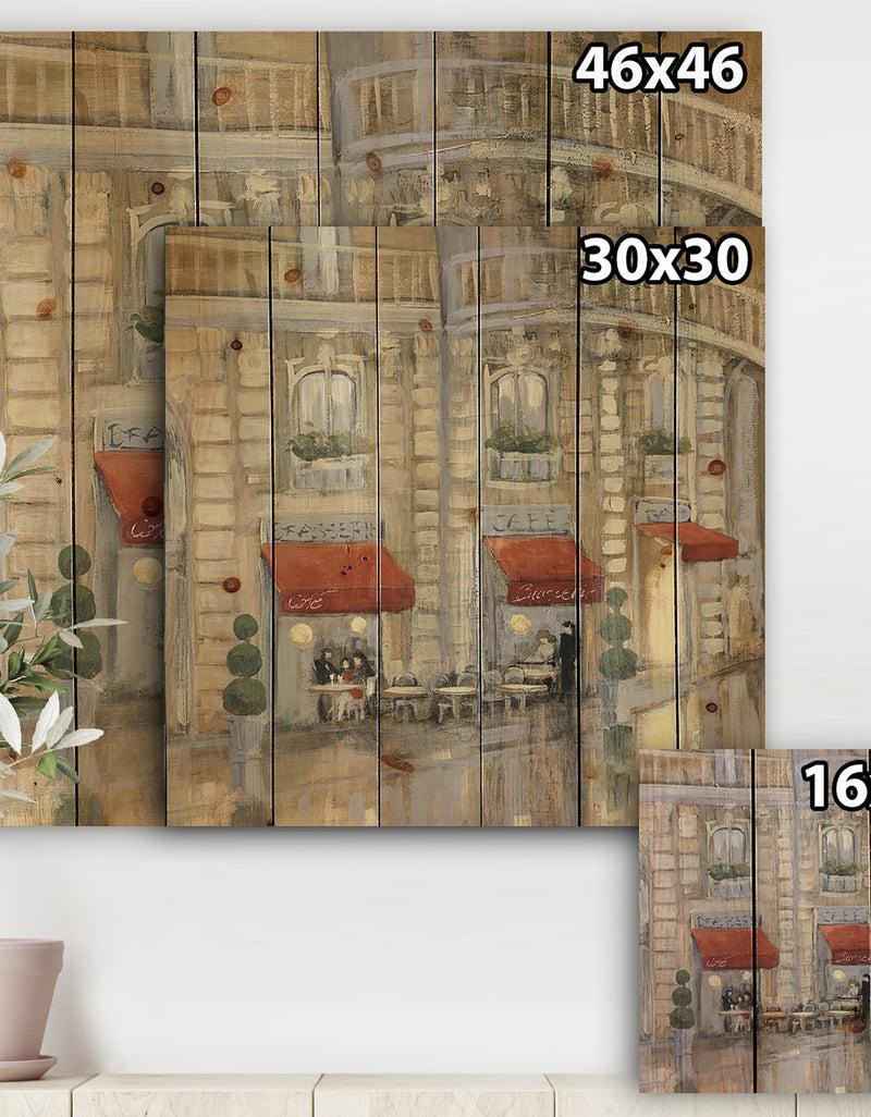 DesignQ Love In Paris II - Romantic French Country Print On Natural Pine Wood