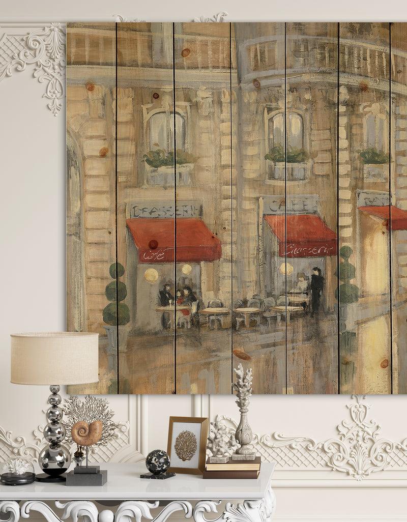 DesignQ Love in Paris II - Romantic French Country Print on Natural Pine Wood