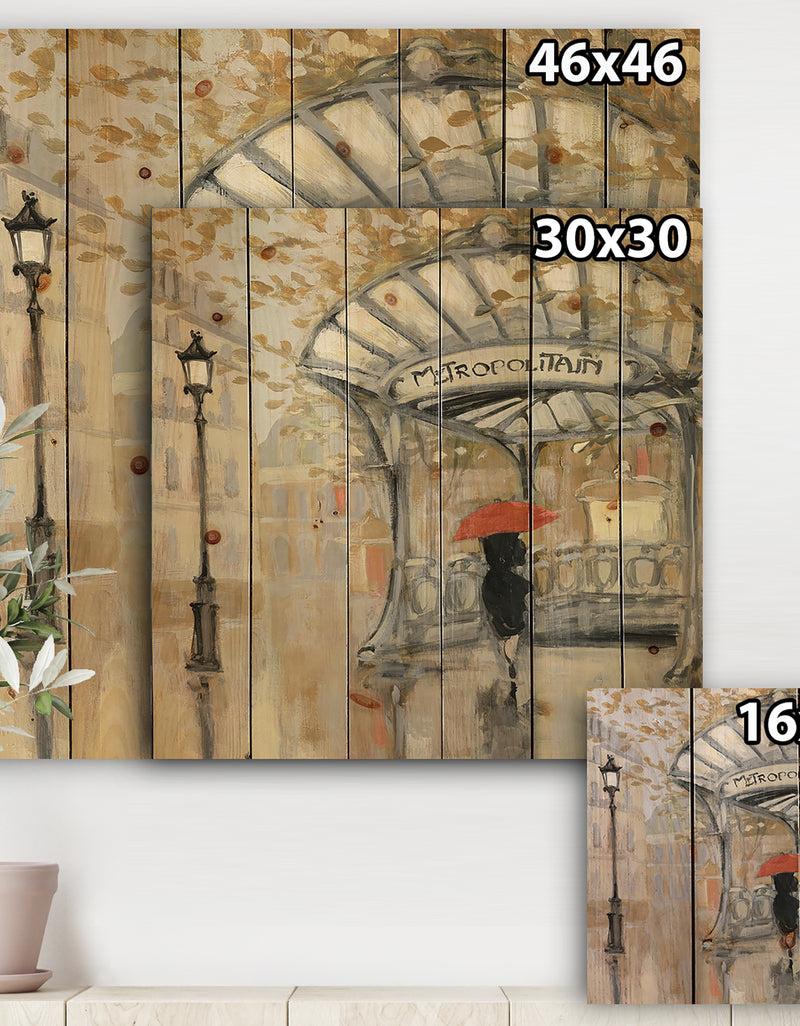 DesignQ Love In Paris IV - Romantic French Country Print On Natural Pine Wood