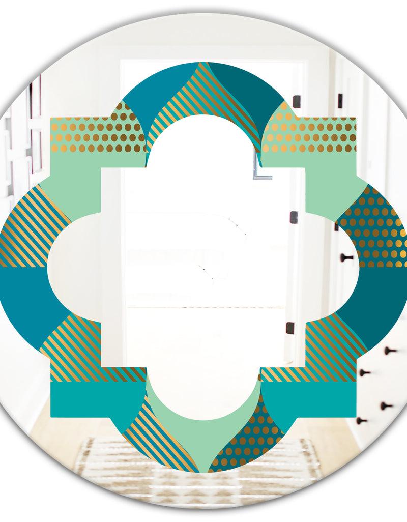 DesignQ Luxury Retro Drops I - Modern Round Or Oval Wall Mirror - Quatrefoil