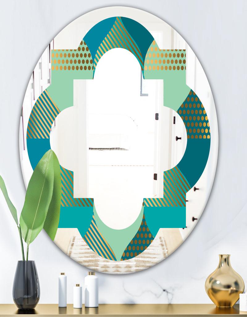 DesignQ Luxury Retro Drops I - Modern Round Or Oval Wall Mirror - Quatrefoil