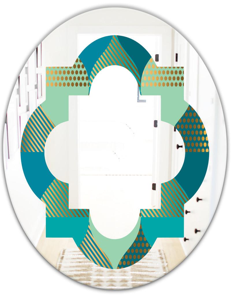 DesignQ Luxury Retro Drops I - Modern Round Or Oval Wall Mirror - Quatrefoil