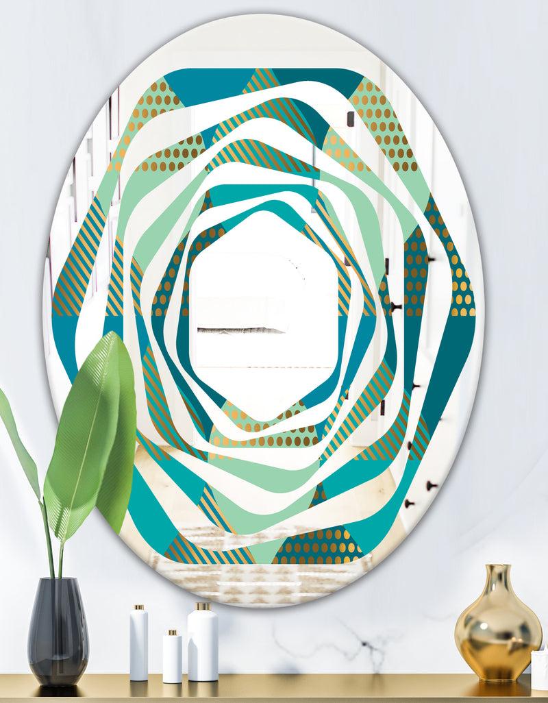 DesignQ Luxury Retro Drops I - Modern Round Or Oval Wall Mirror - Whirl