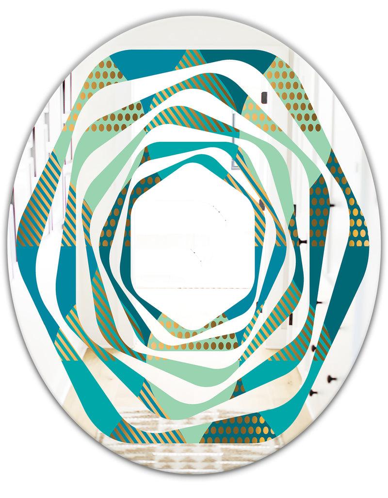 DesignQ Luxury Retro Drops I - Modern Round Or Oval Wall Mirror - Whirl