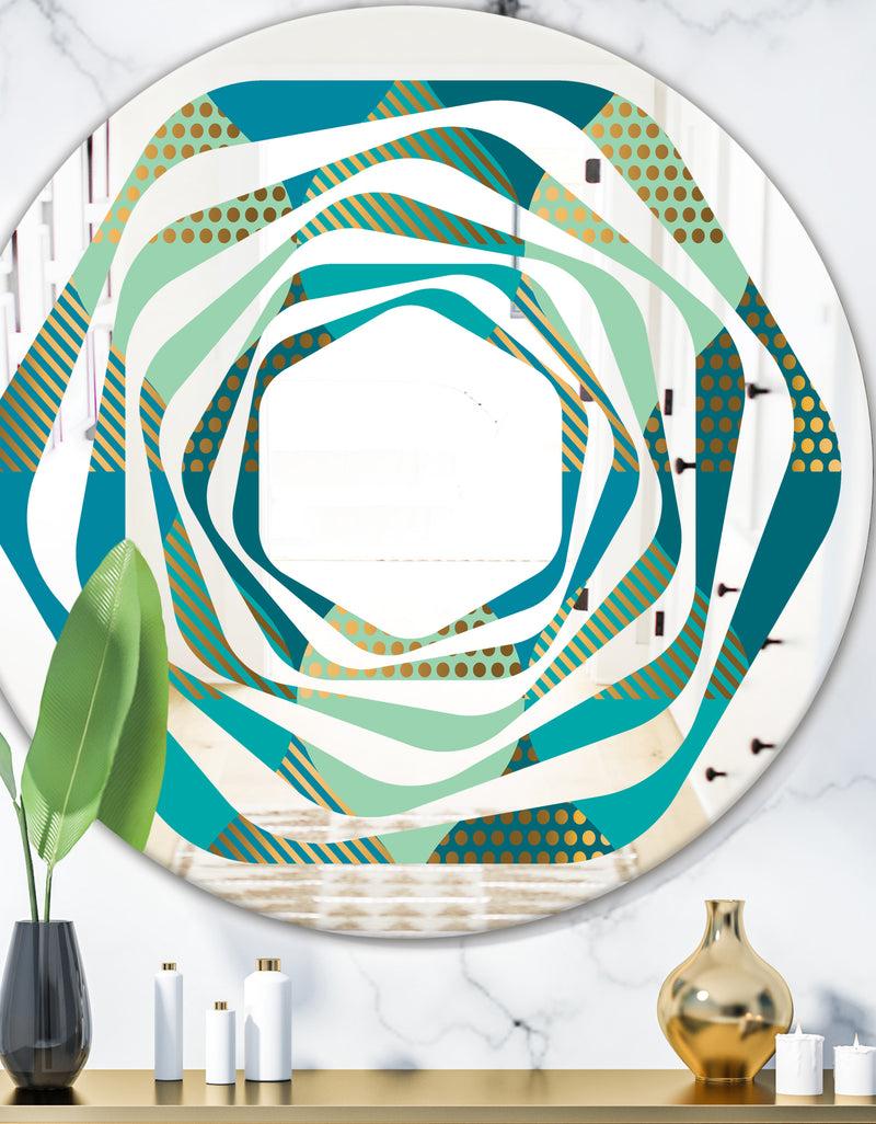 DesignQ Luxury Retro Drops I - Modern Round or Oval Wall Mirror - Whirl
