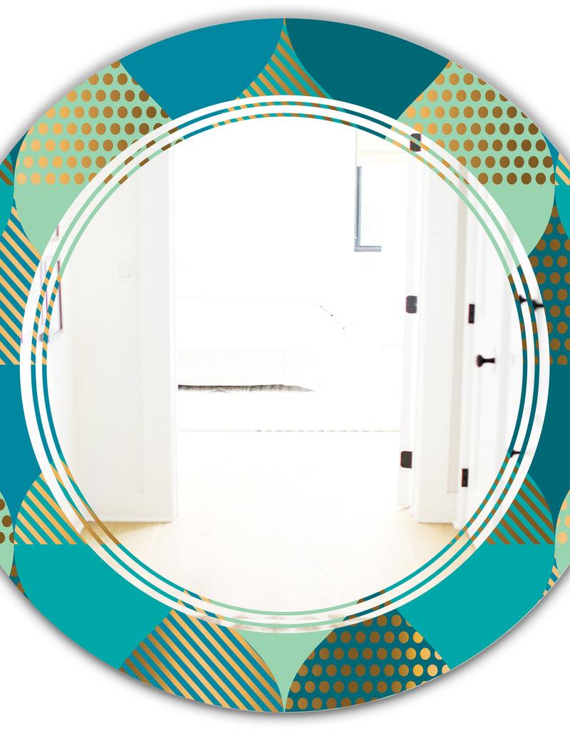 DesignQ Luxury Retro Drops I - Modern Round Or Oval Wall Mirror - Triple C