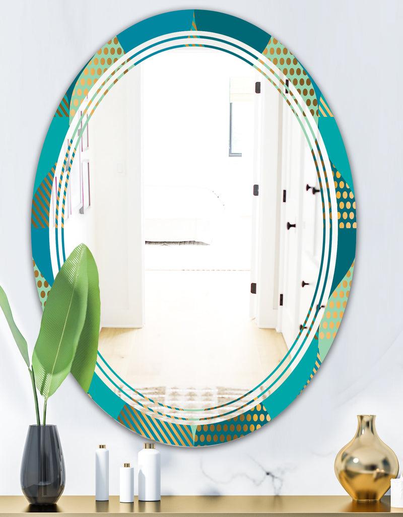 DesignQ Luxury Retro Drops I - Modern Round Or Oval Wall Mirror - Triple C