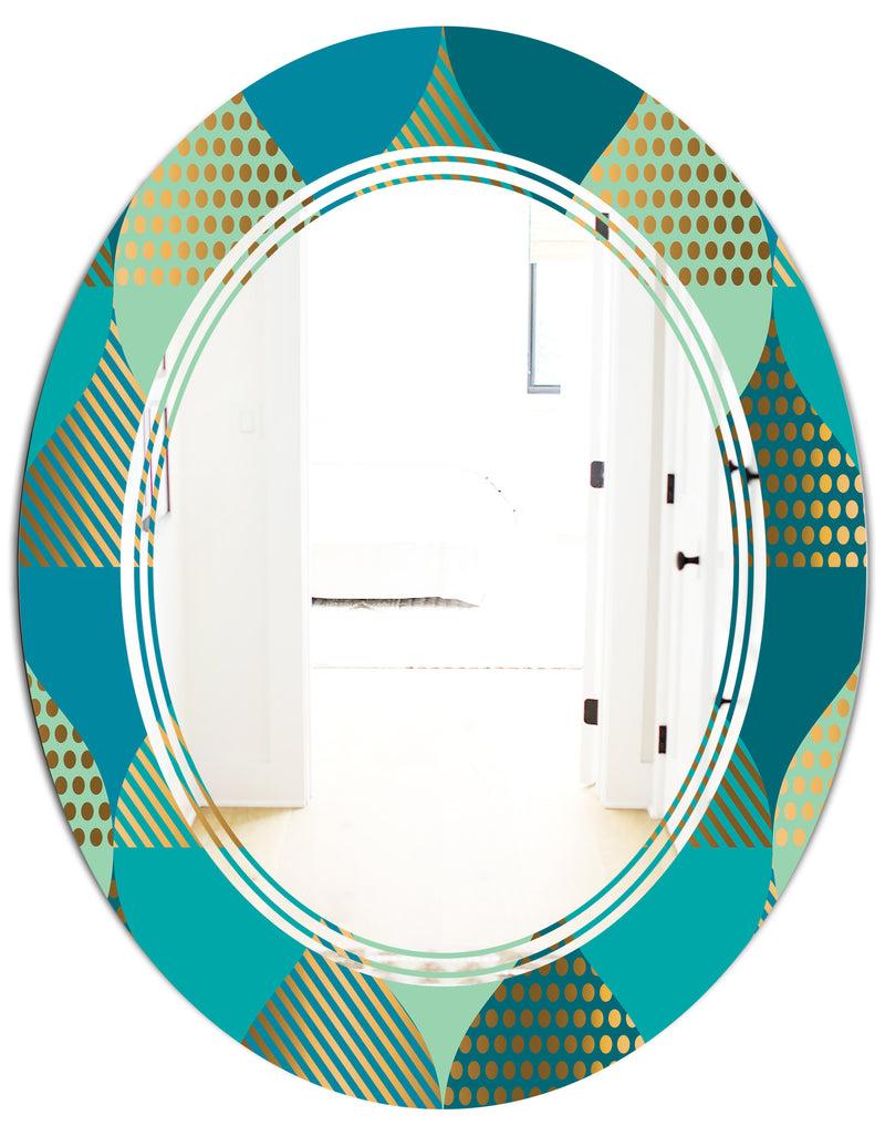 DesignQ Luxury Retro Drops I - Modern Round Or Oval Wall Mirror - Triple C