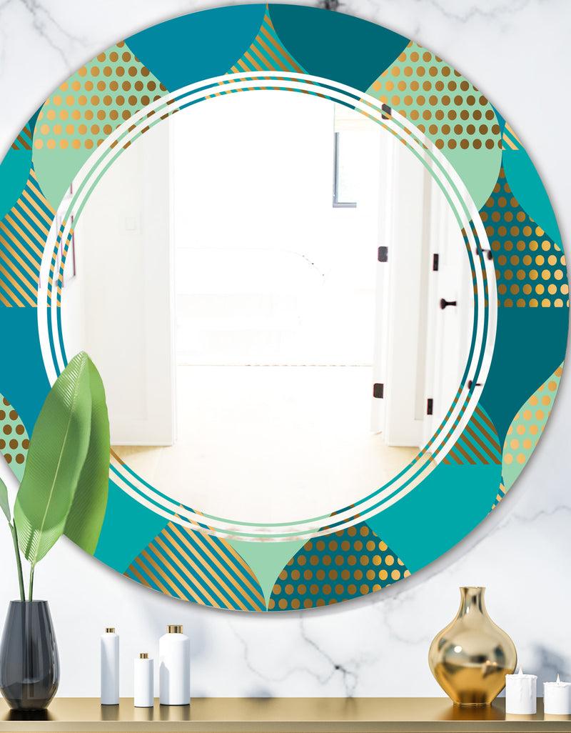 DesignQ Luxury Retro Drops I - Modern Round or Oval Wall Mirror - Triple C