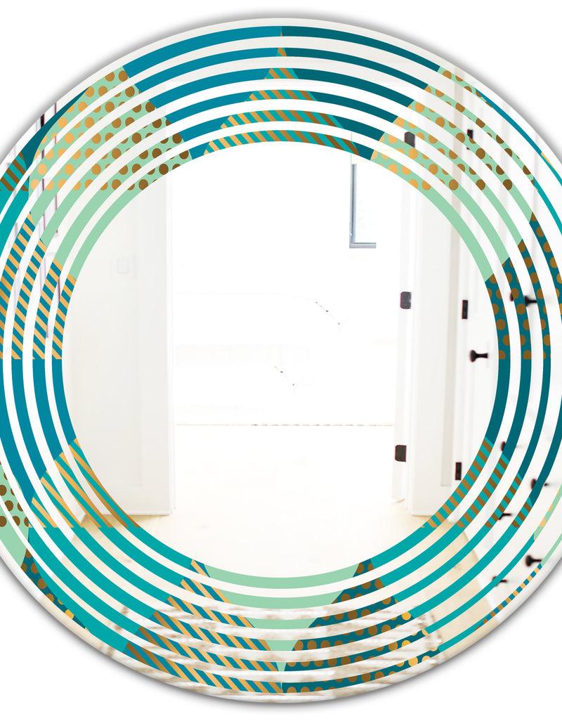 DesignQ Luxury Retro Drops I - Modern Round Or Oval Wall Mirror - Wave