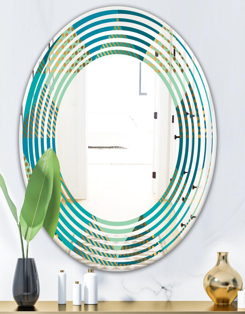 DesignQ Luxury Retro Drops I - Modern Round Or Oval Wall Mirror - Wave