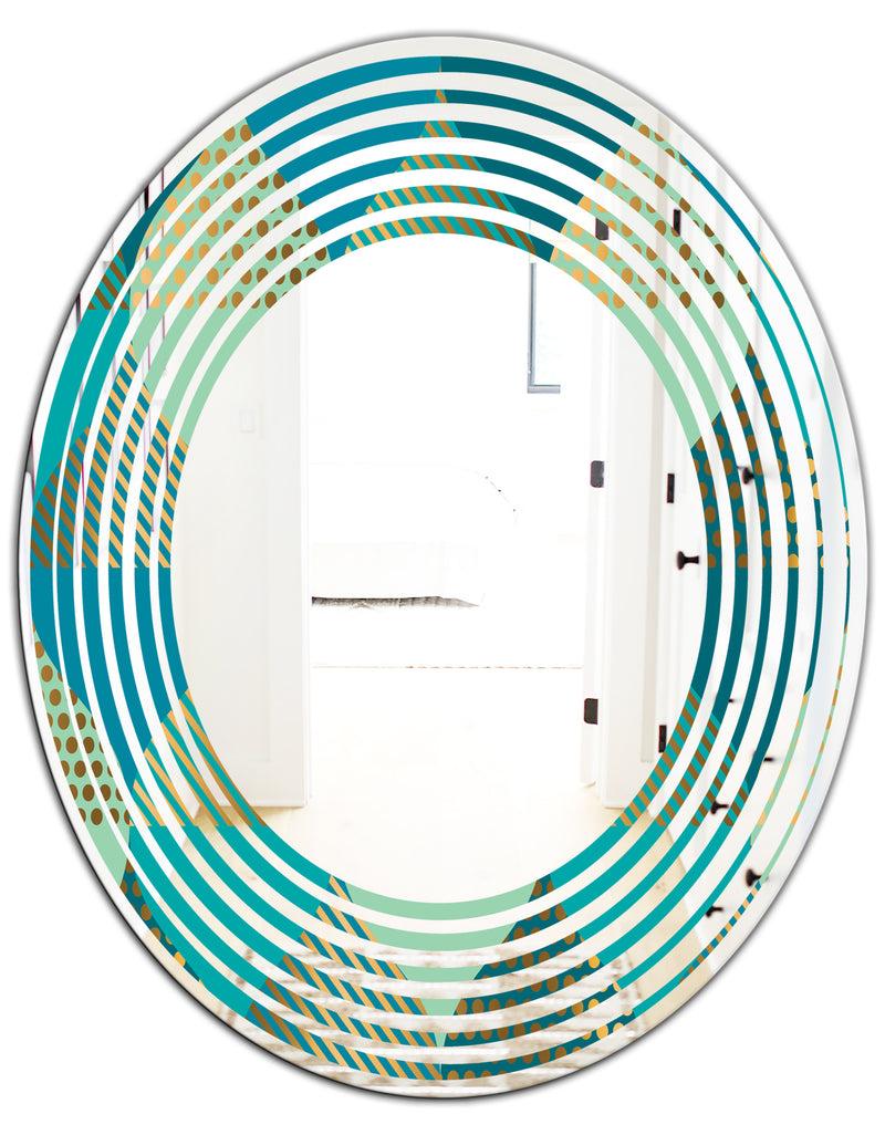 DesignQ Luxury Retro Drops I - Modern Round Or Oval Wall Mirror - Wave
