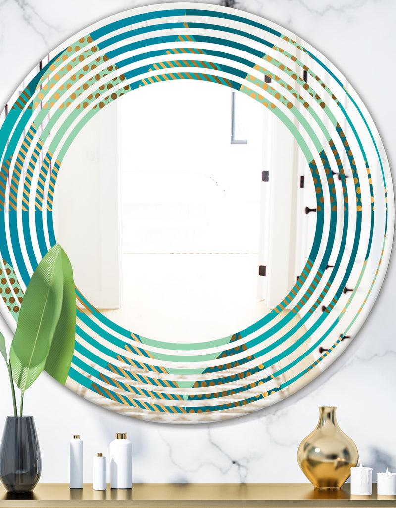 DesignQ Luxury Retro Drops I - Modern Round or Oval Wall Mirror - Wave