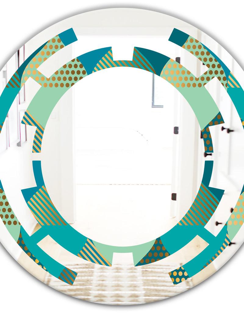 DesignQ Luxury Retro Drops I - Modern Round Or Oval Wall Mirror - Space