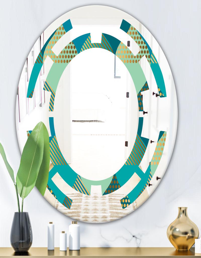 DesignQ Luxury Retro Drops I - Modern Round Or Oval Wall Mirror - Space