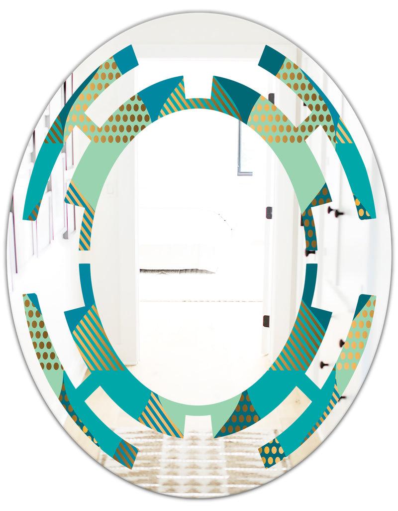 DesignQ Luxury Retro Drops I - Modern Round Or Oval Wall Mirror - Space