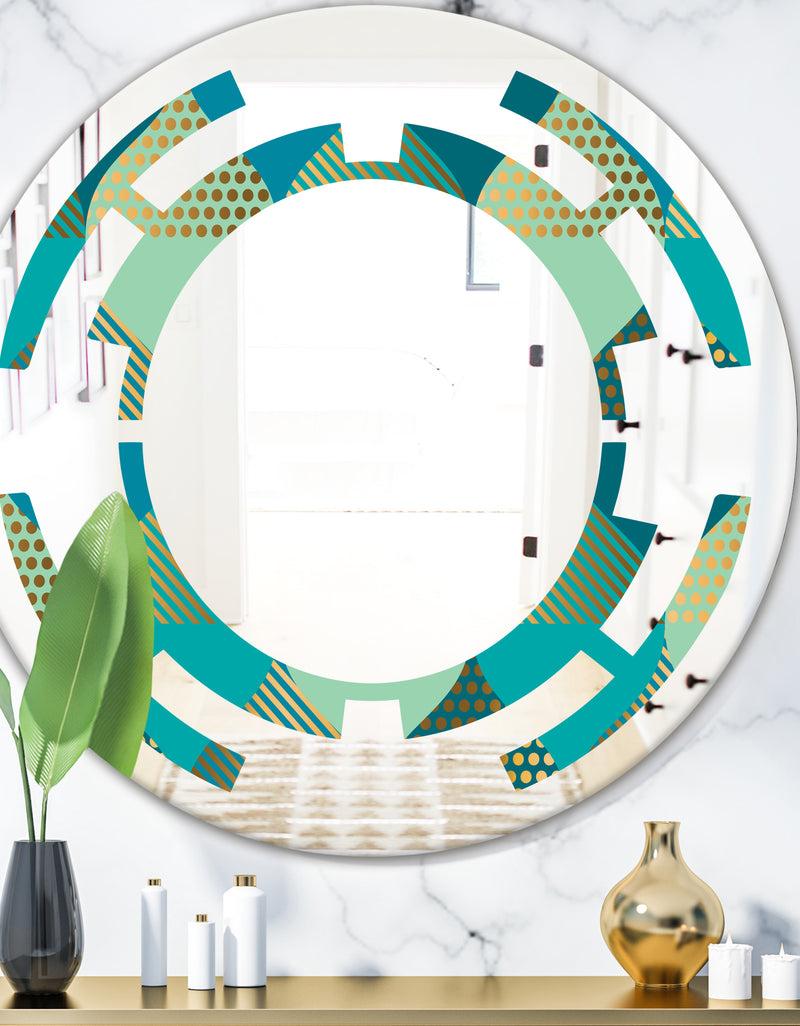 DesignQ Luxury Retro Drops I - Modern Round or Oval Wall Mirror - Space