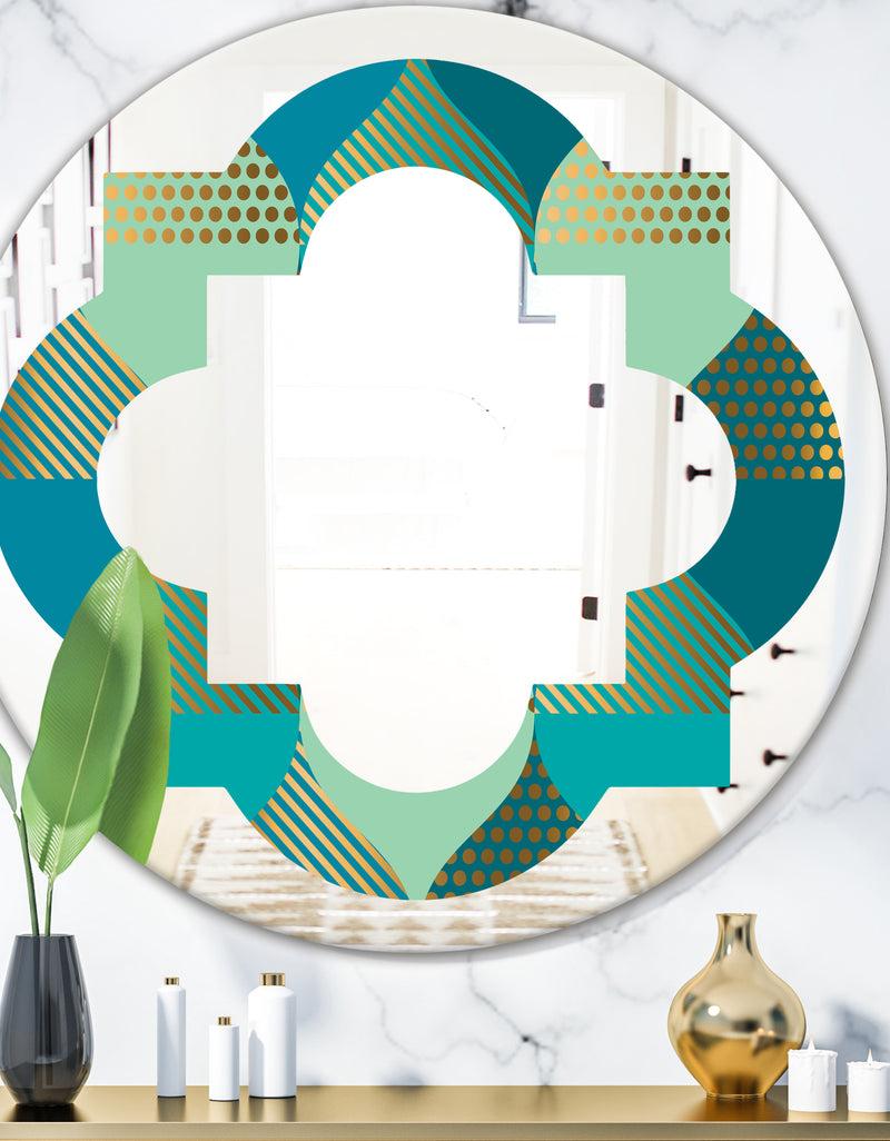 DesignQ Luxury Retro Drops I - Modern Round or Oval Wall Mirror - Quatrefoil