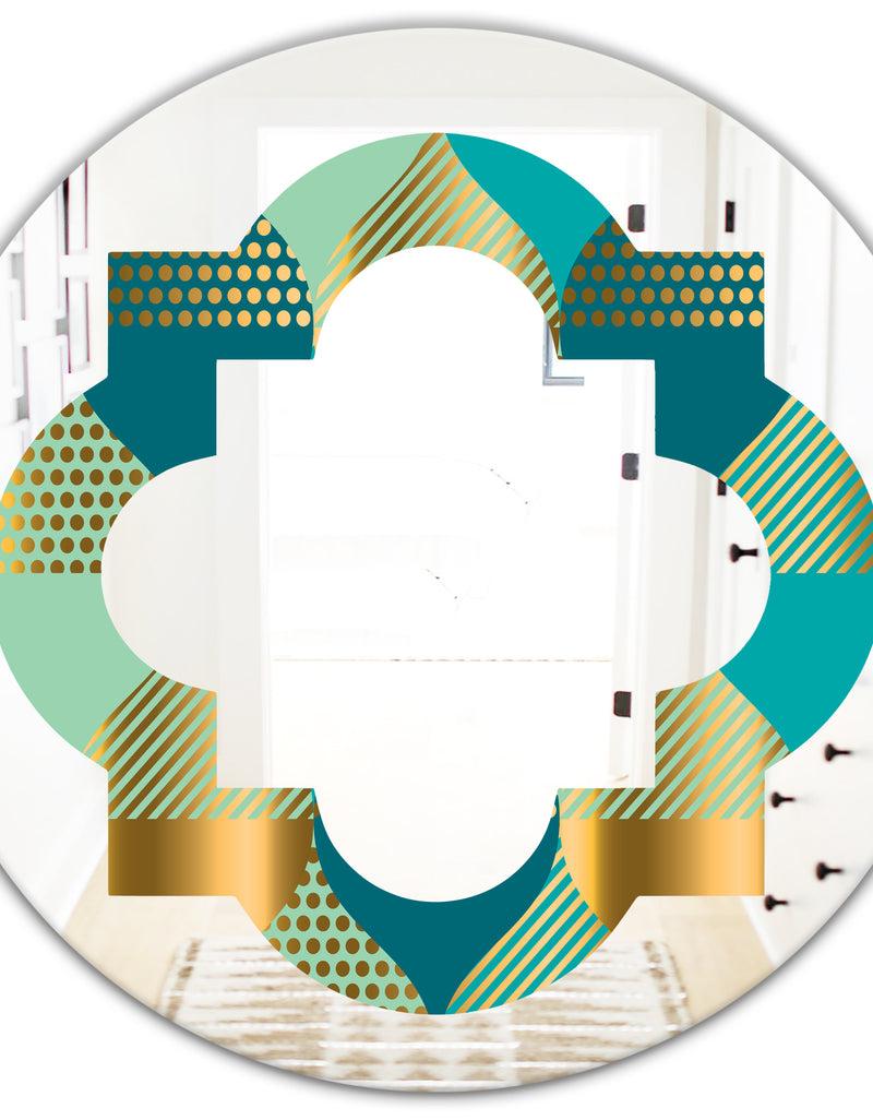 DesignQ Luxury Retro Drops II - Modern Round Or Oval Wall Mirror - Quatrefoil