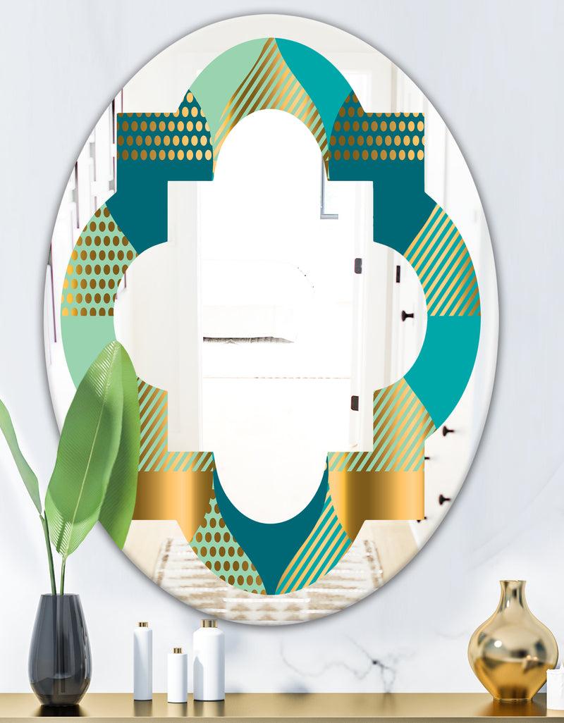 DesignQ Luxury Retro Drops II - Modern Round Or Oval Wall Mirror - Quatrefoil