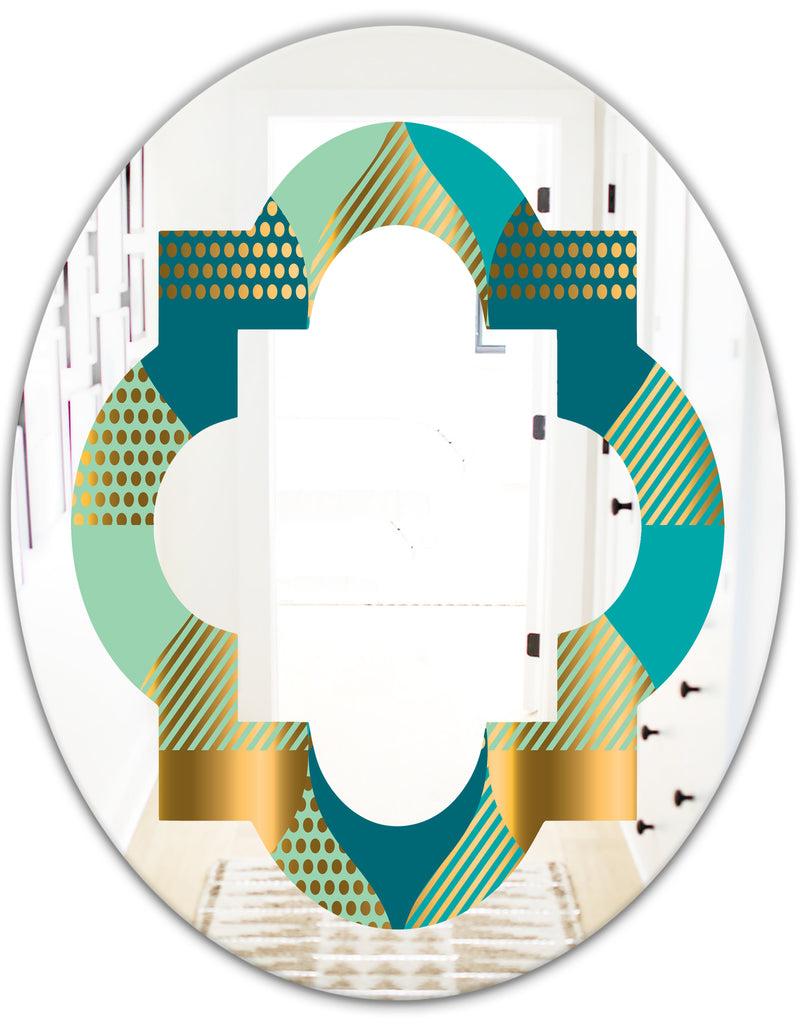 DesignQ Luxury Retro Drops II - Modern Round Or Oval Wall Mirror - Quatrefoil