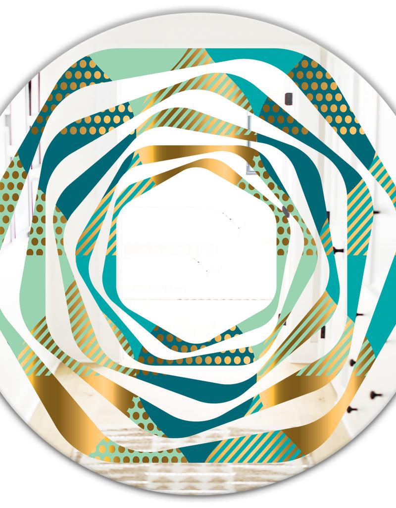 DesignQ Luxury Retro Drops II - Modern Round Or Oval Wall Mirror - Whirl