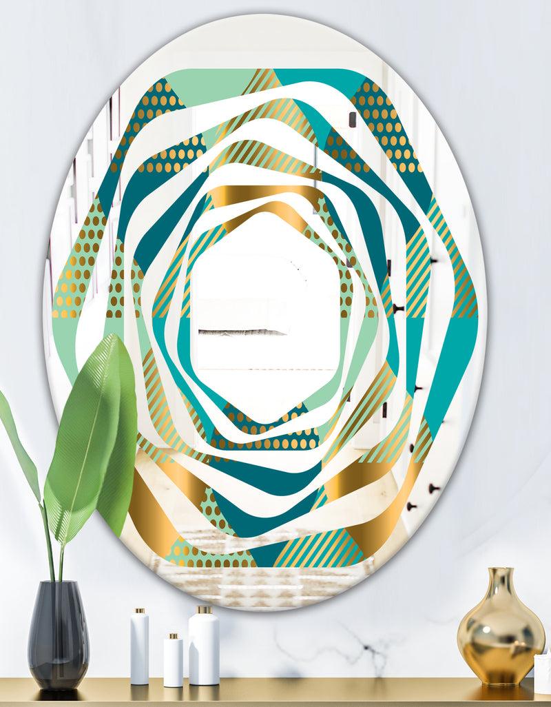 DesignQ Luxury Retro Drops II - Modern Round Or Oval Wall Mirror - Whirl