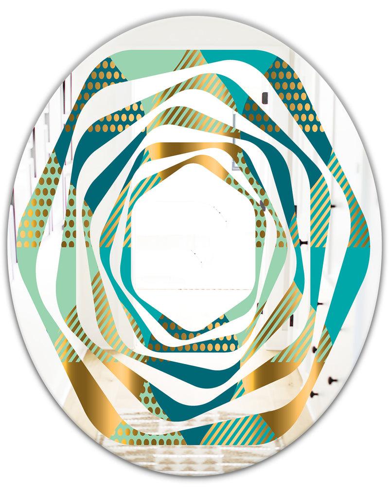 DesignQ Luxury Retro Drops II - Modern Round Or Oval Wall Mirror - Whirl