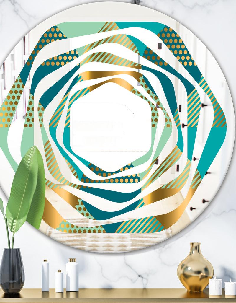 DesignQ Luxury Retro Drops II - Modern Round or Oval Wall Mirror - Whirl