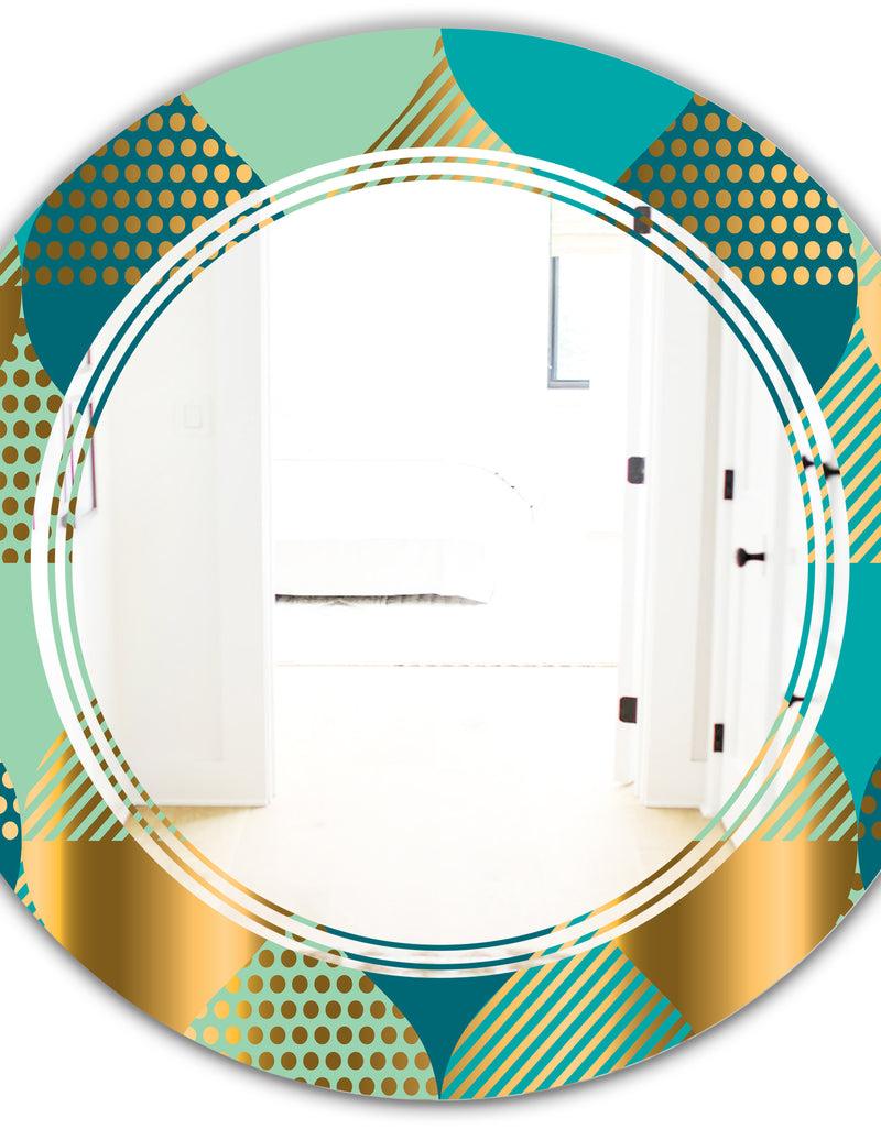 DesignQ Luxury Retro Drops II - Modern Round Or Oval Wall Mirror - Triple C