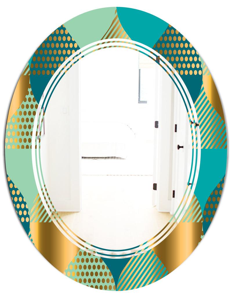 DesignQ Luxury Retro Drops II - Modern Round Or Oval Wall Mirror - Triple C