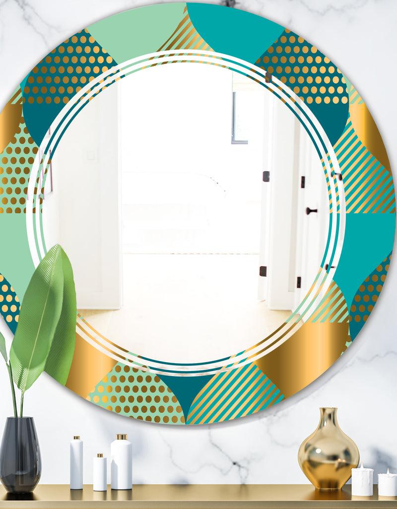 DesignQ Luxury Retro Drops II - Modern Round or Oval Wall Mirror - Triple C