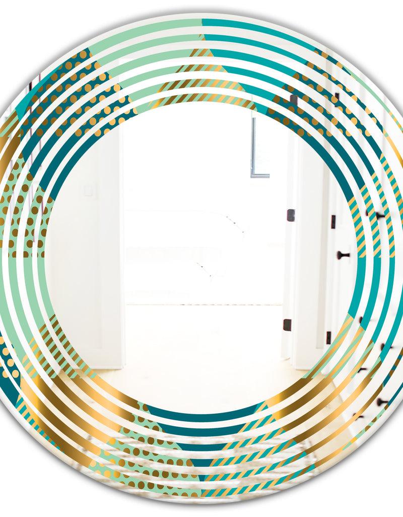 DesignQ Luxury Retro Drops II - Modern Round Or Oval Wall Mirror - Wave
