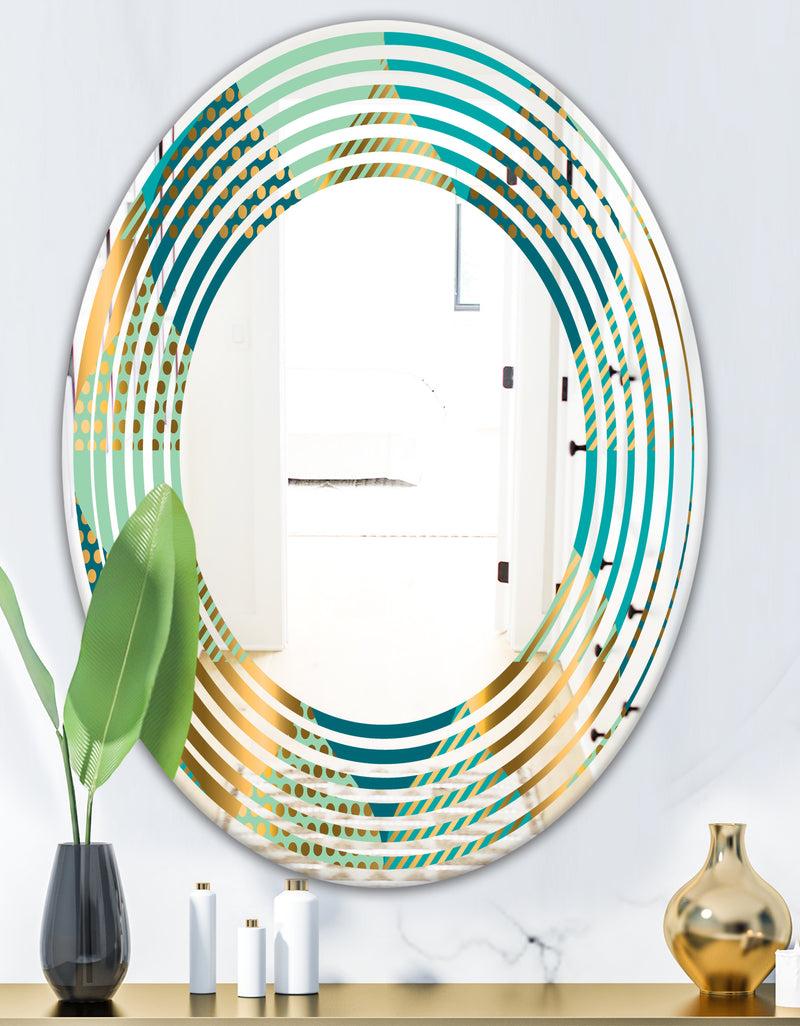 DesignQ Luxury Retro Drops II - Modern Round Or Oval Wall Mirror - Wave
