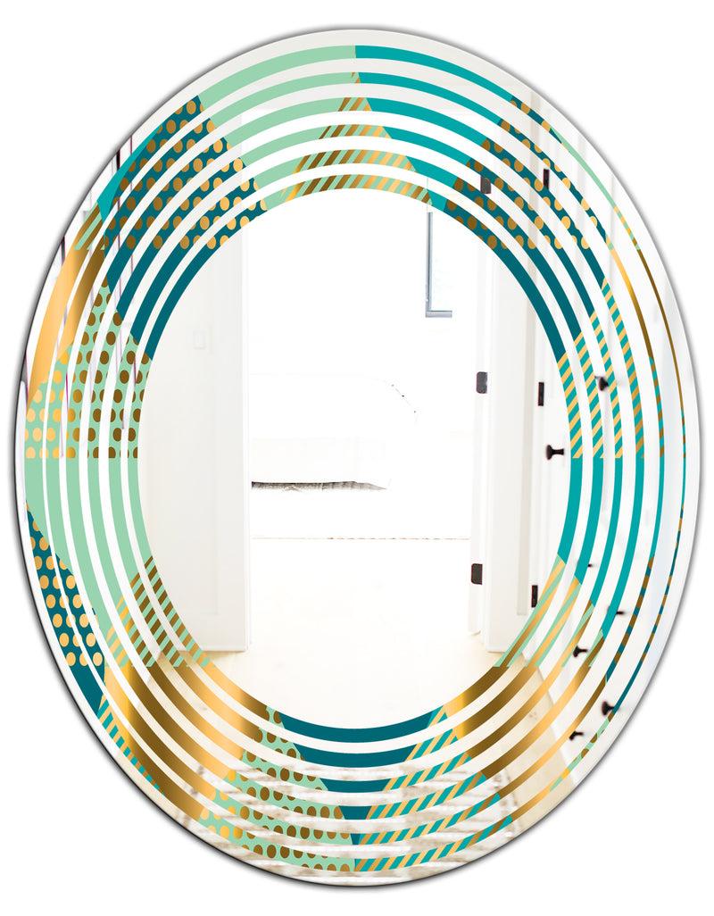 DesignQ Luxury Retro Drops II - Modern Round Or Oval Wall Mirror - Wave