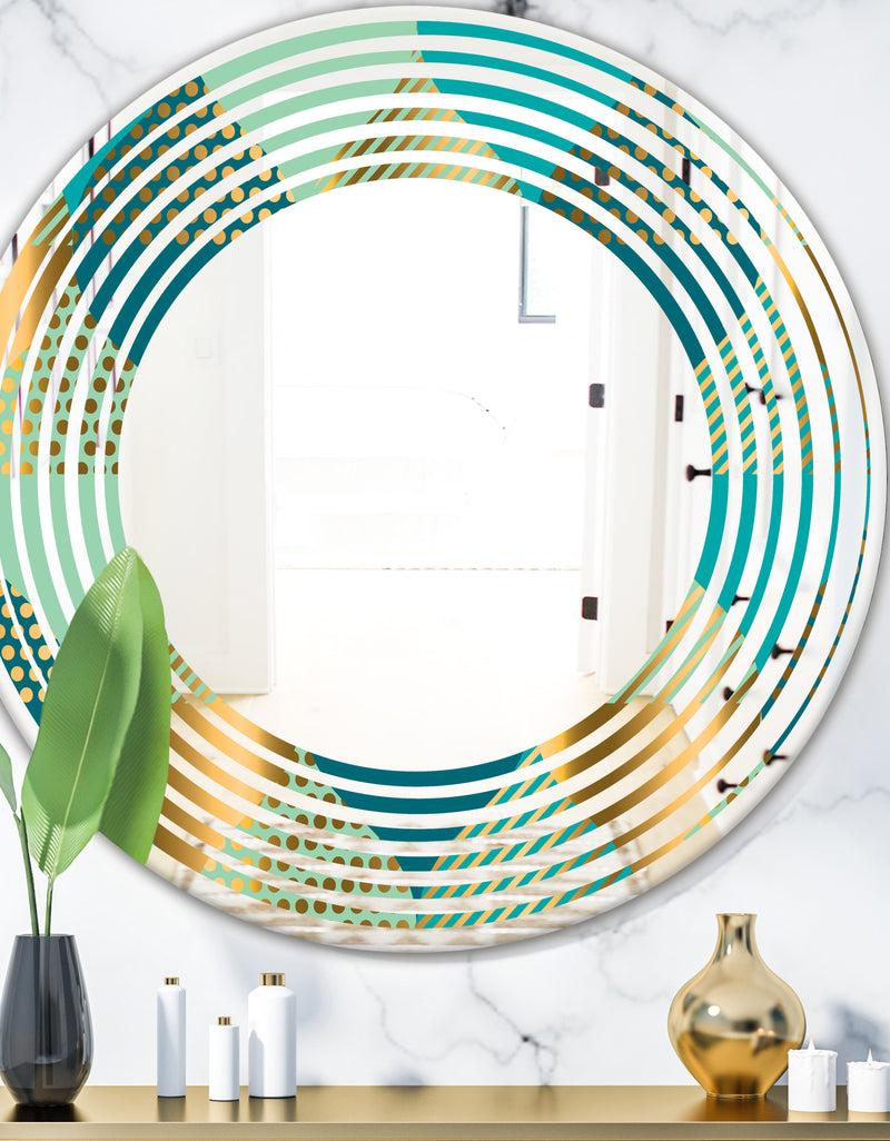 DesignQ Luxury Retro Drops II - Modern Round or Oval Wall Mirror - Wave