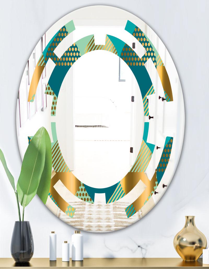 DesignQ Luxury Retro Drops II - Modern Round Or Oval Wall Mirror - Space