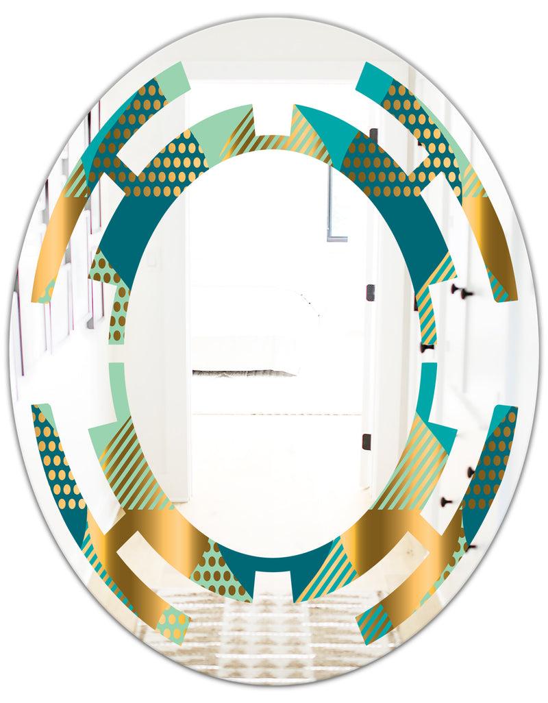 DesignQ Luxury Retro Drops II - Modern Round Or Oval Wall Mirror - Space