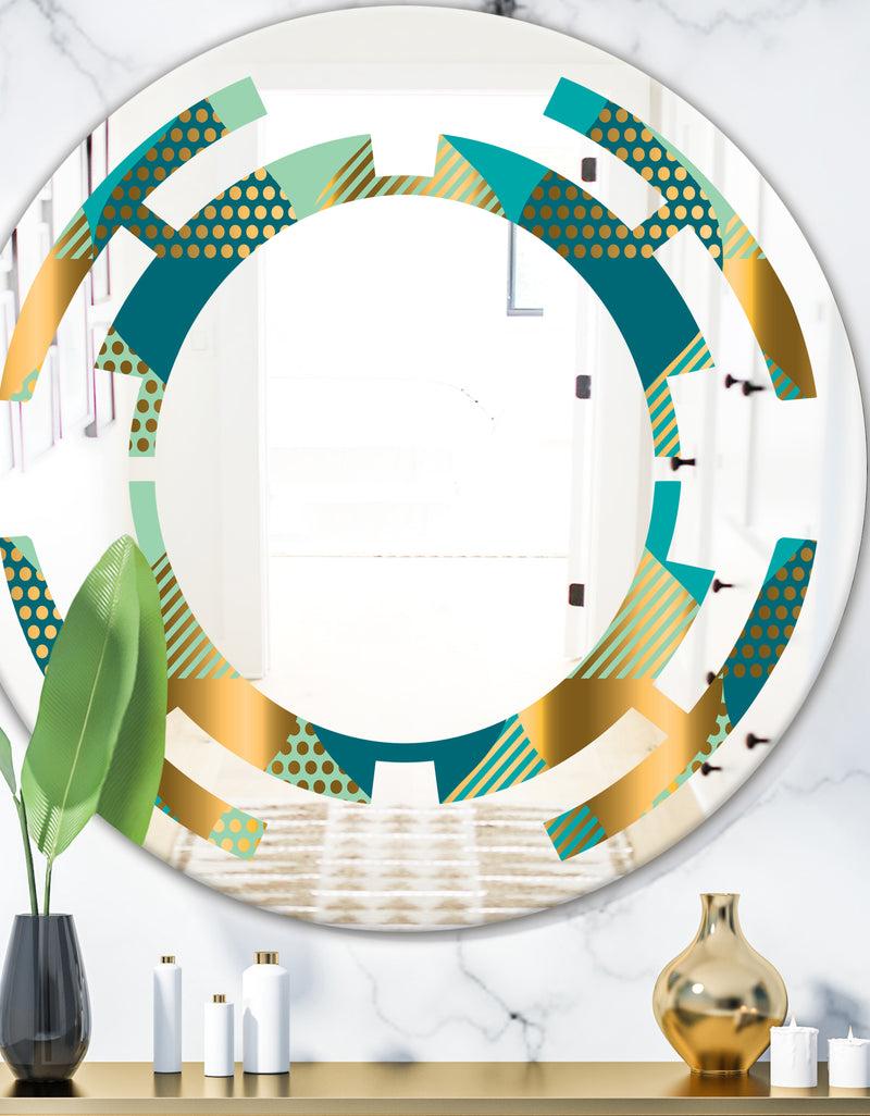 DesignQ Luxury Retro Drops II - Modern Round or Oval Wall Mirror - Space