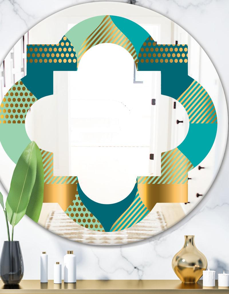 DesignQ Luxury Retro Drops II - Modern Round or Oval Wall Mirror - Quatrefoil