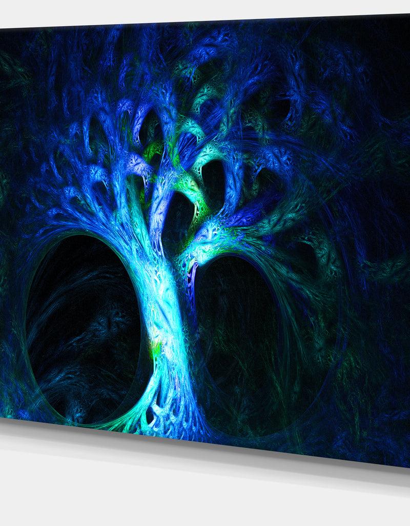 DesignQ Magical Blue Psychedelic Tree'Extra Large Abstract Canvas Art Print