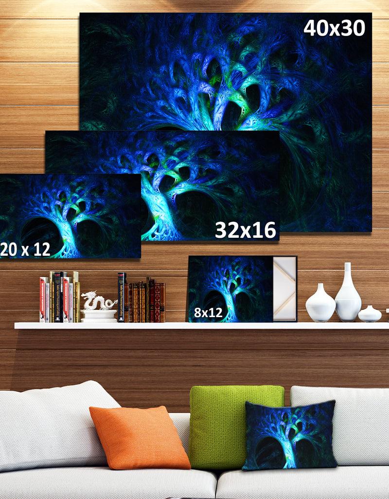 DesignQ Magical Blue Psychedelic Tree'Extra Large Abstract Canvas Art Print