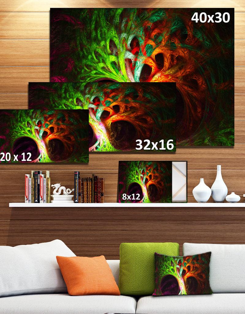 DesignQ Magical Green Psychedelic Tree - Extra Large Abstract Art On Canvas