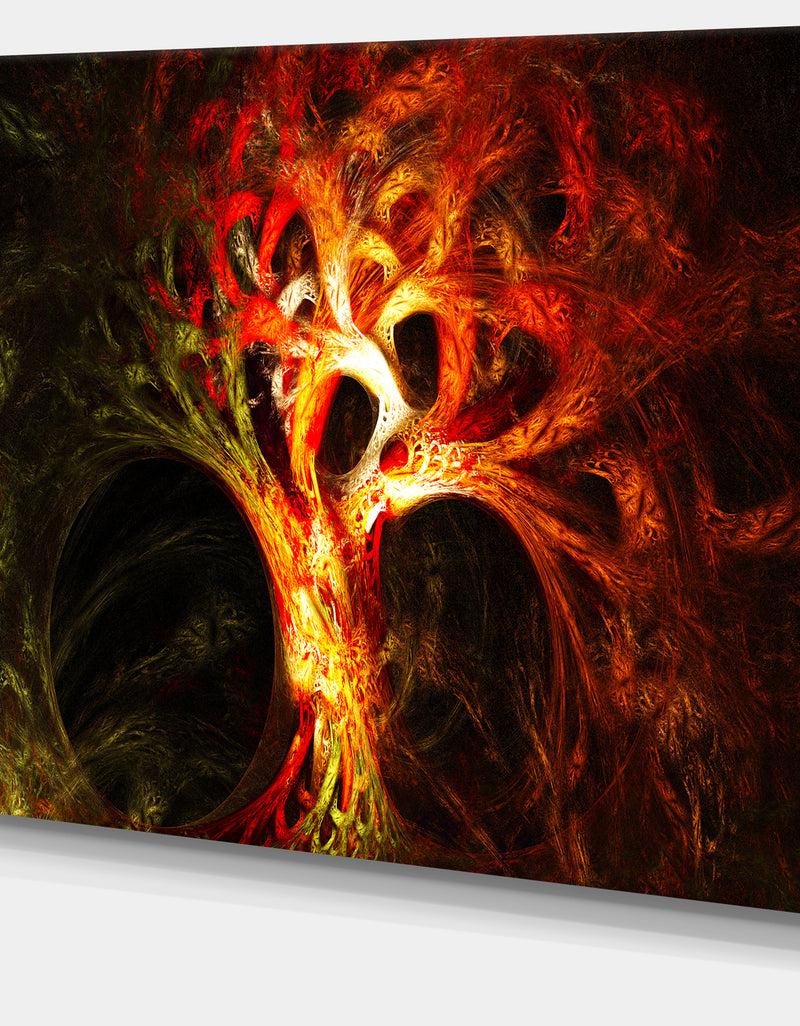 DesignQ Magical Orange Psychedelic Tree'Extra Large Abstract Canvas Art Print