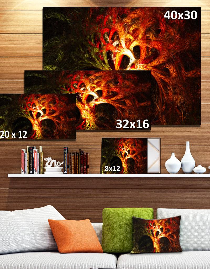 DesignQ Magical Orange Psychedelic Tree'Extra Large Abstract Canvas Art Print