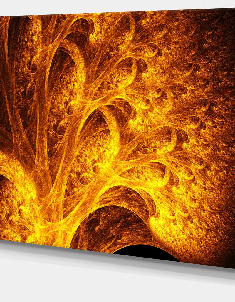 DesignQ Magical Yellow Psychedelic Tree - Extra Large Abstract Art On Canvas