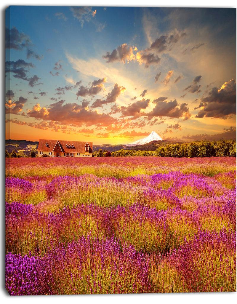 DesignQ Majestic Lavender Field At Sunset - Large Floral Canvas Art Print