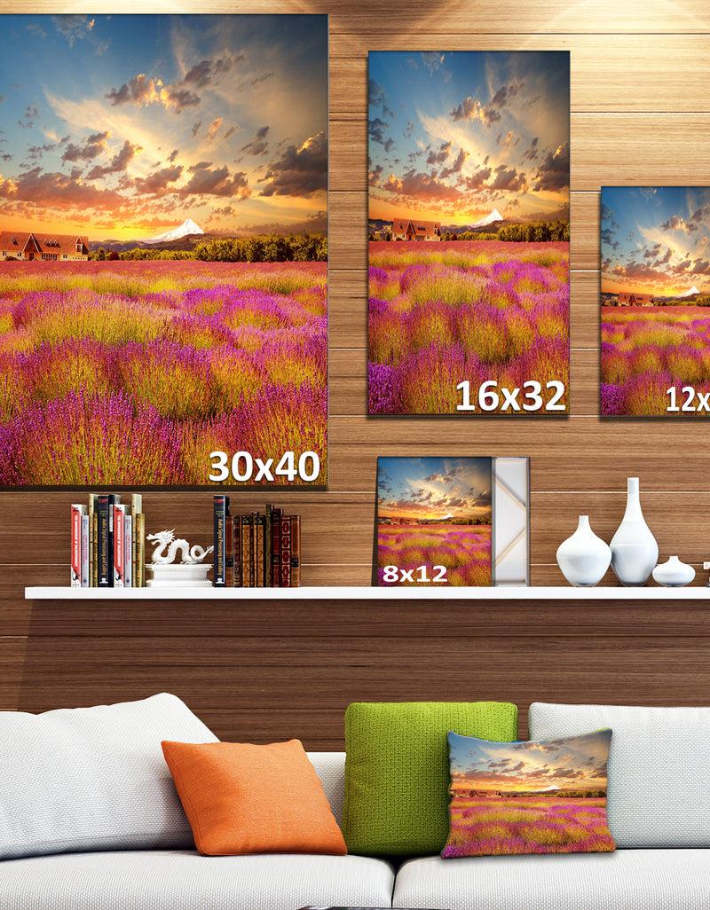 DesignQ Majestic Lavender Field At Sunset - Large Floral Canvas Art Print