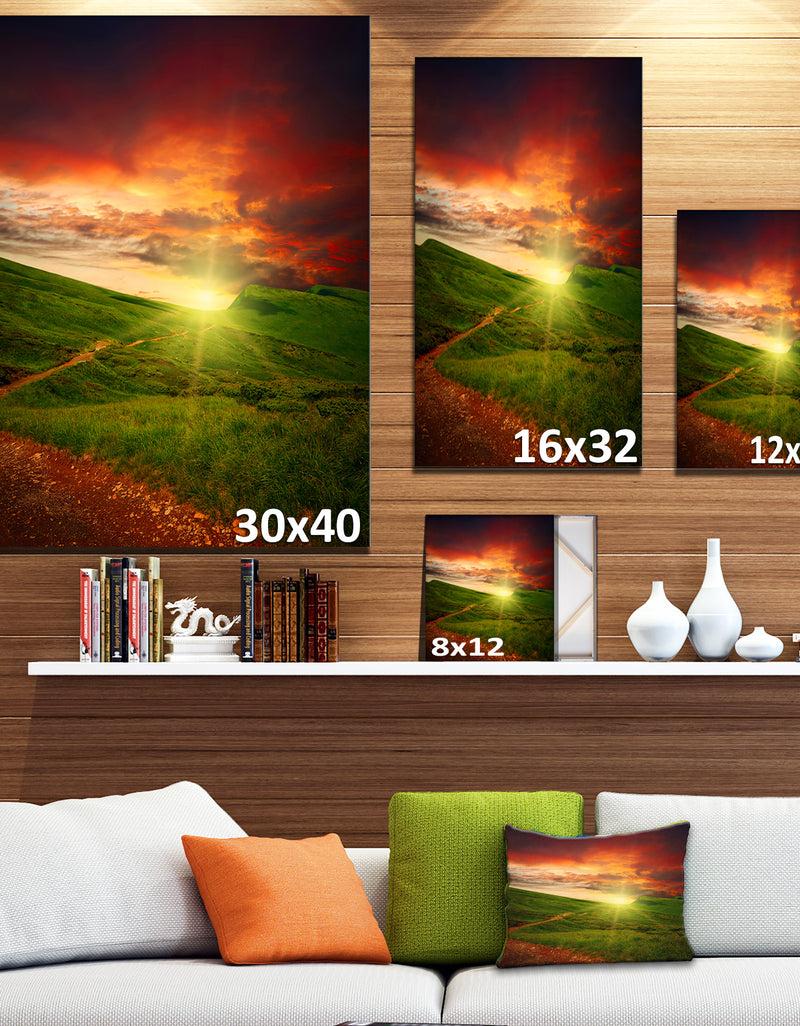 DesignQ Majestic Sunset And Path In Meadow - Landscape Artwork Canvas